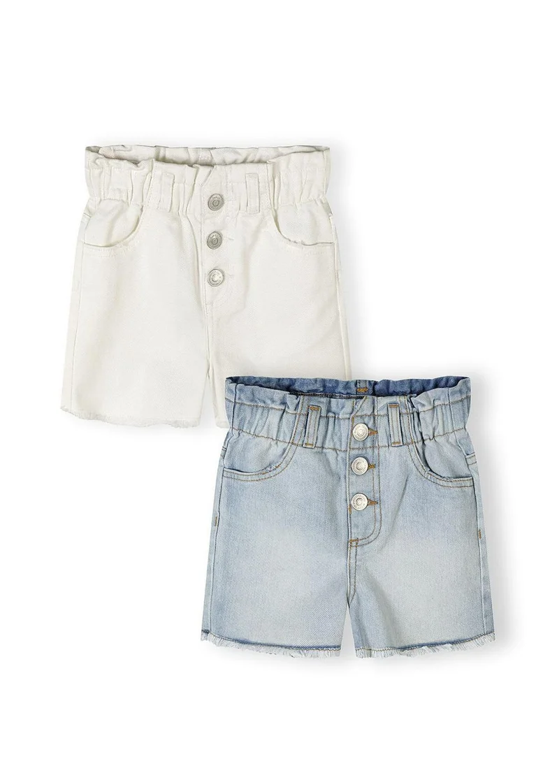 MINOTI Girls 2-pack denim shorts blue and white elastic waist